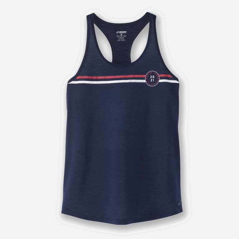 Brooks Mcm21 Distance Graphic Australia - Women's Running Tank Top - Navy (542061-MNQ)